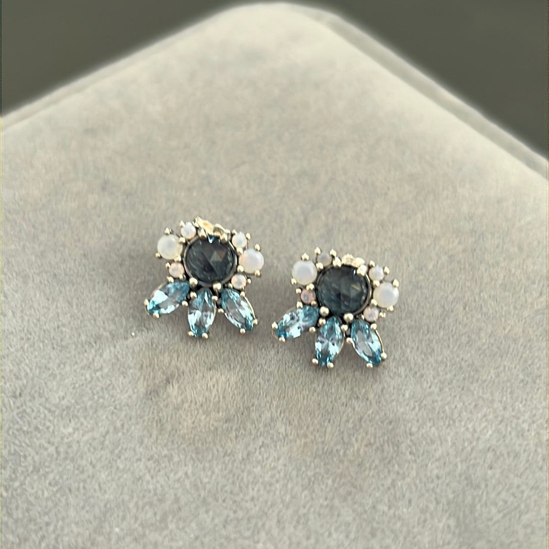 Genuine Pandora Beautiful Patterns of Blue Frost Earrings Studs