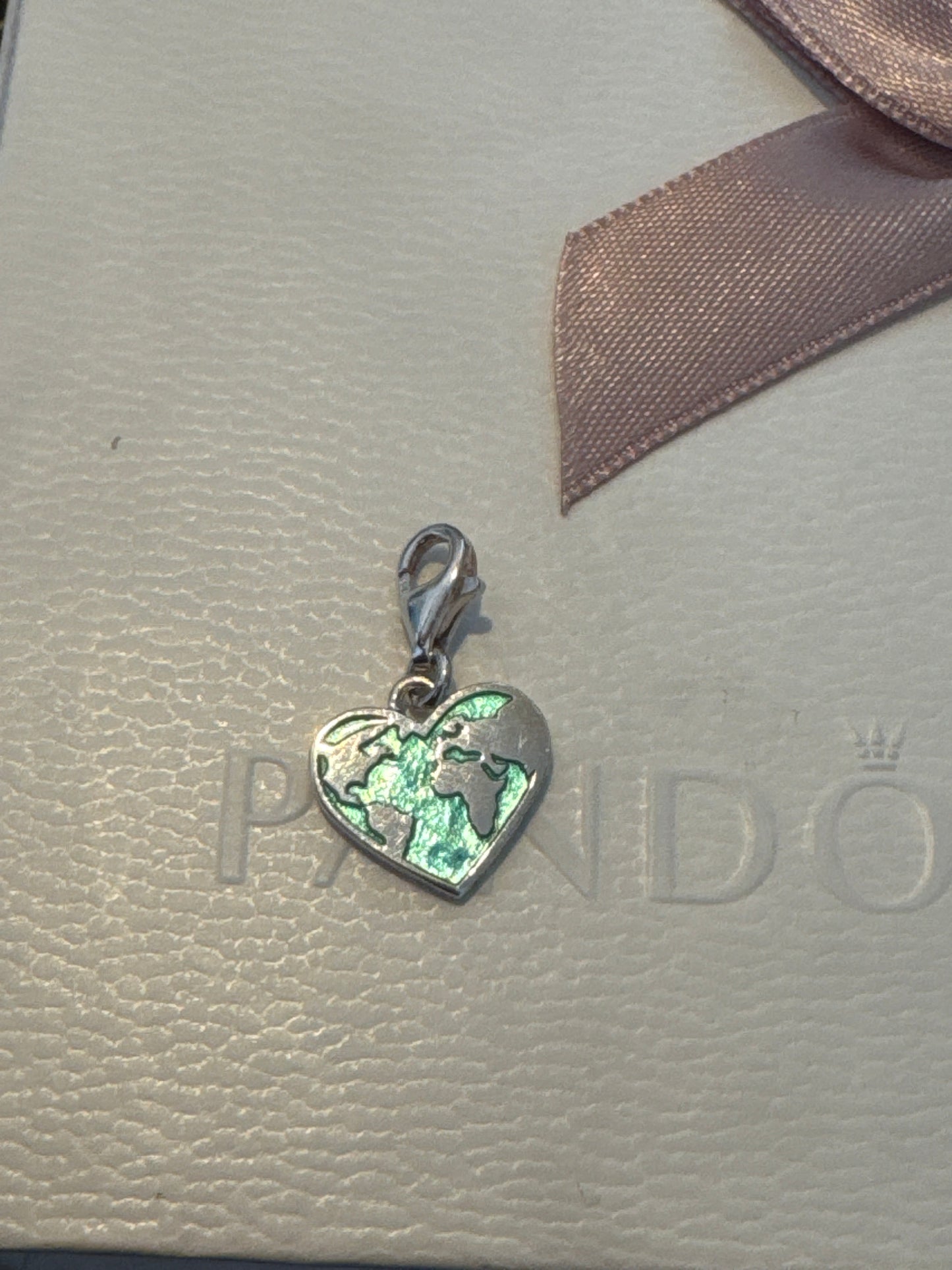 Genuine Thomas Sabo Silver Enamel World Heart Dangle Charm