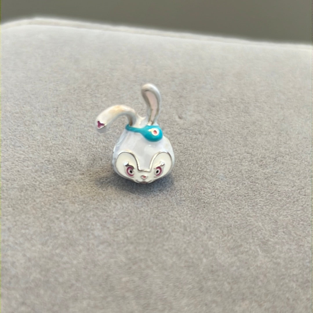 Sterling Silver Enamel Rabbit Bunny Cartoon Cute Charm