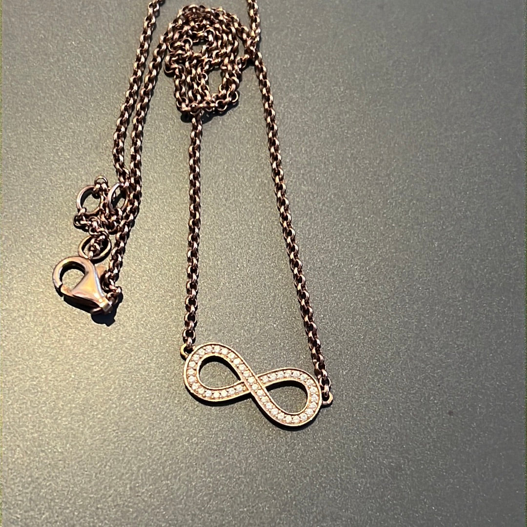 Genuine Thomas Sabo Rose Gold Pave Infinity Necklace 42cm Drop