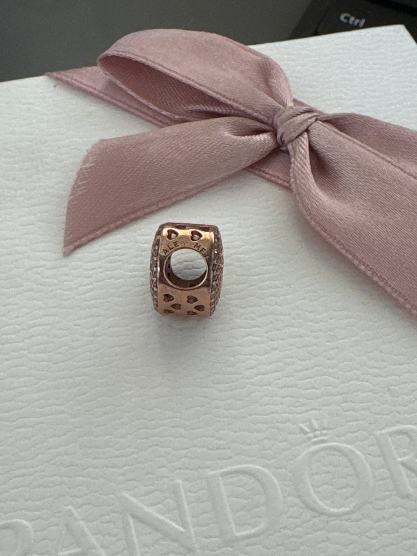 Genuine Pandora Rose Gold Pave Heart Enamel Charm