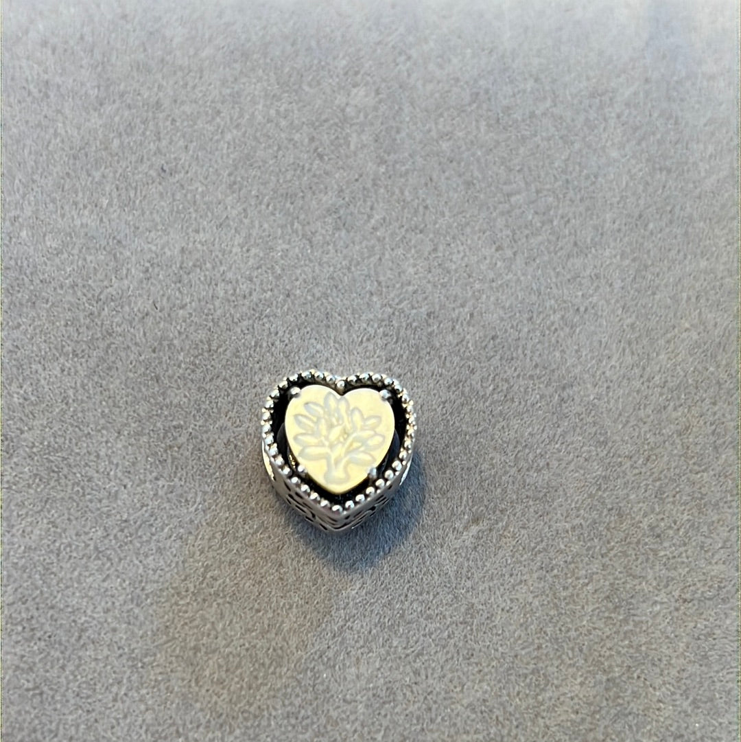 Genuine Pandora Mother of Pearl Family Tree Heart Charm