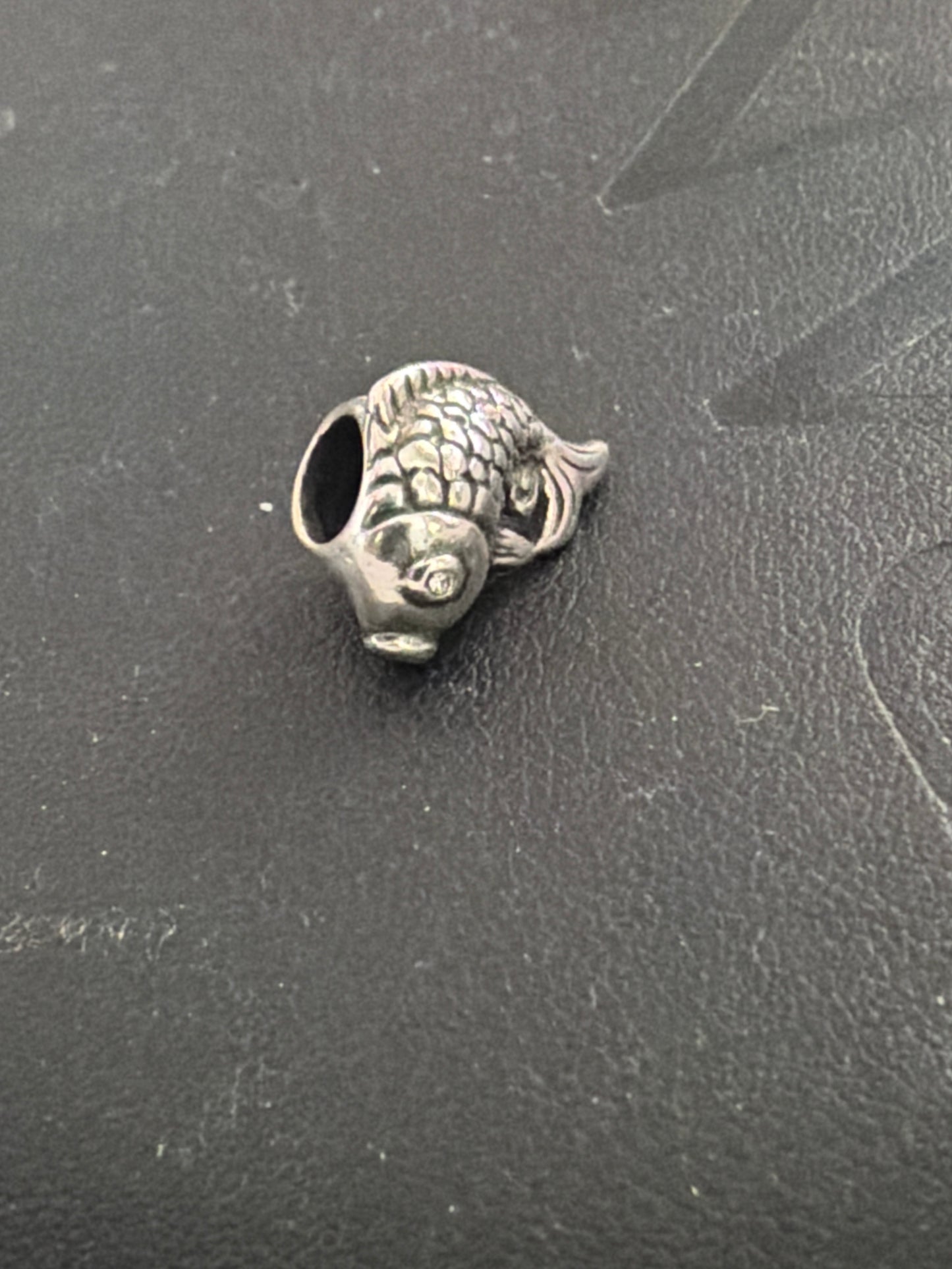 Sterling Silver Koi Fish Charm CZ Eye Charm