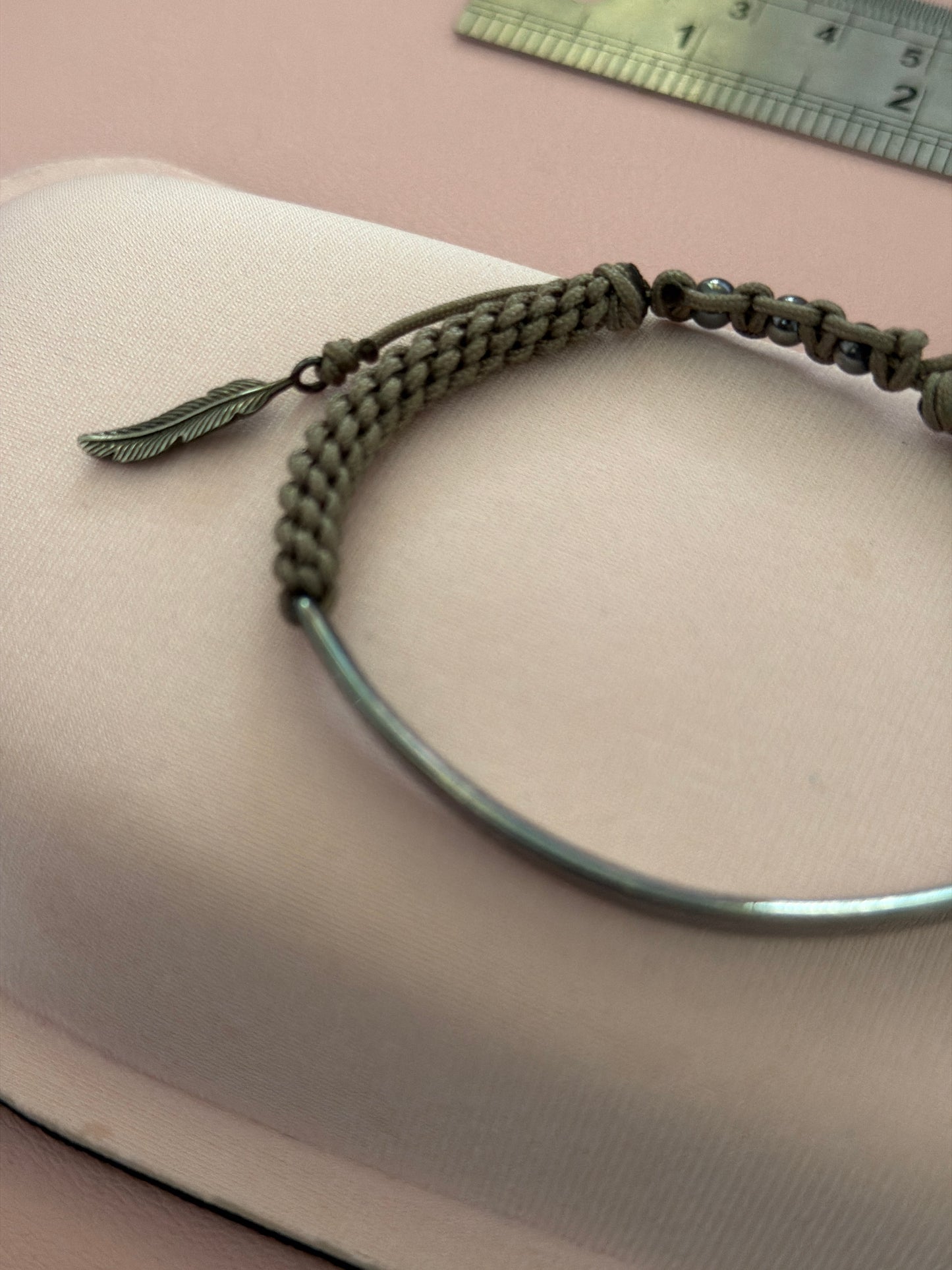 Genuine Thomas Sabo Love Bridge Khaki Nylon with Feather Ends Bracelet