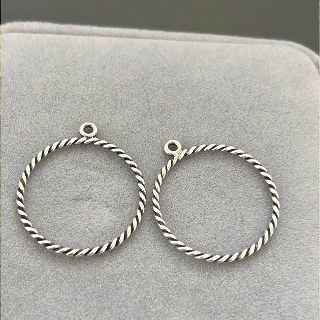 Genuine Pandora Oxidised Twisted Circle Hoop Charm Compose