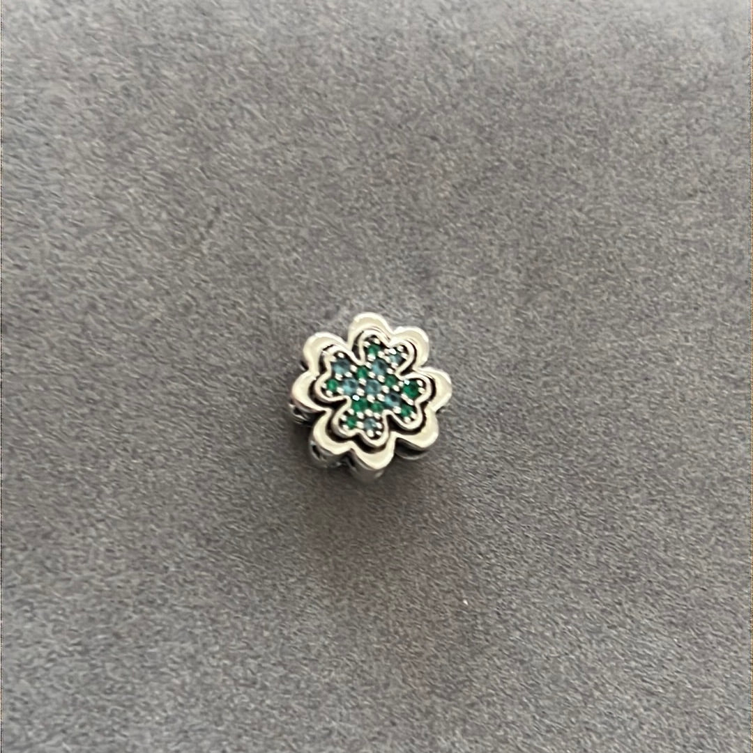 Genuine Pandora Splittable Pave Clover Charm 2 in 1