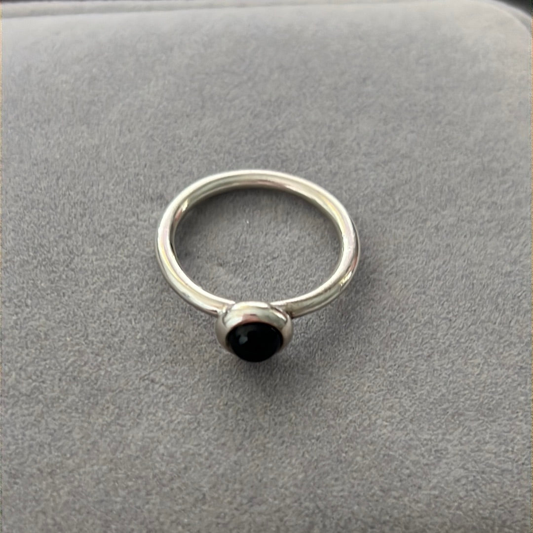 Genuine Pandora Black Onyx Cabochon Rare HTF Ring 58