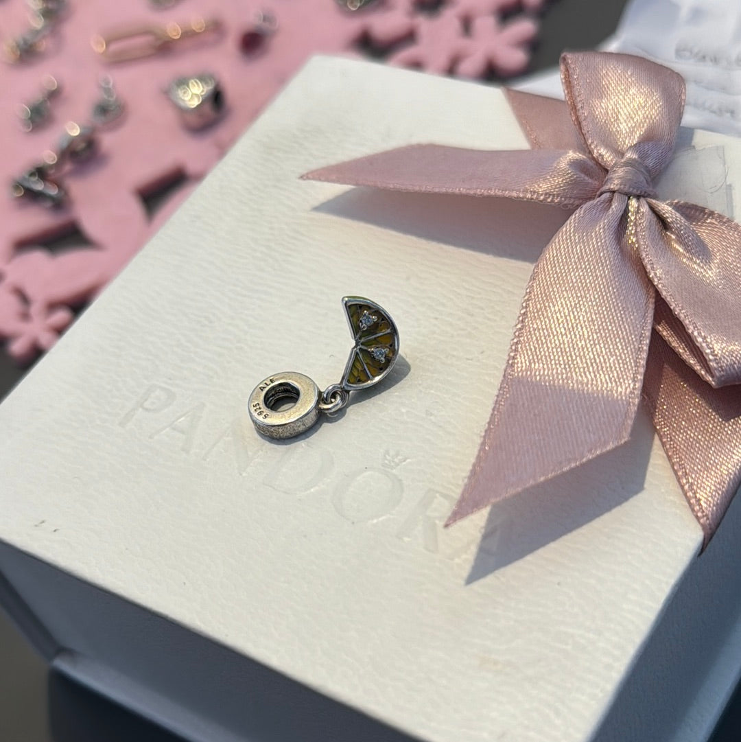 Genuine Pandora Enamel Pave Lemon Dangle Charm