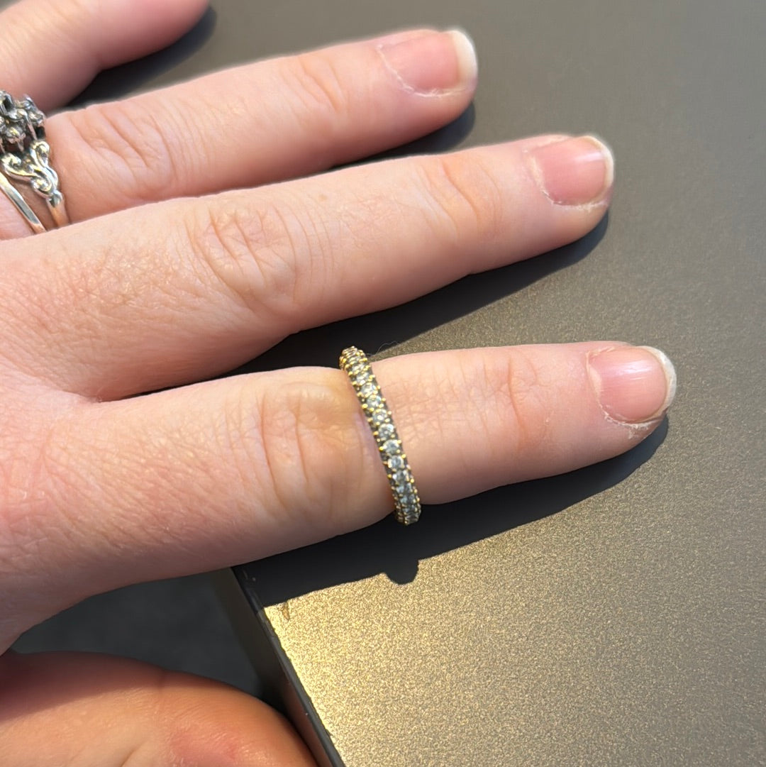 Genuine Pandora Shine Gold Pave Timeless Single CZ Ring Size 54