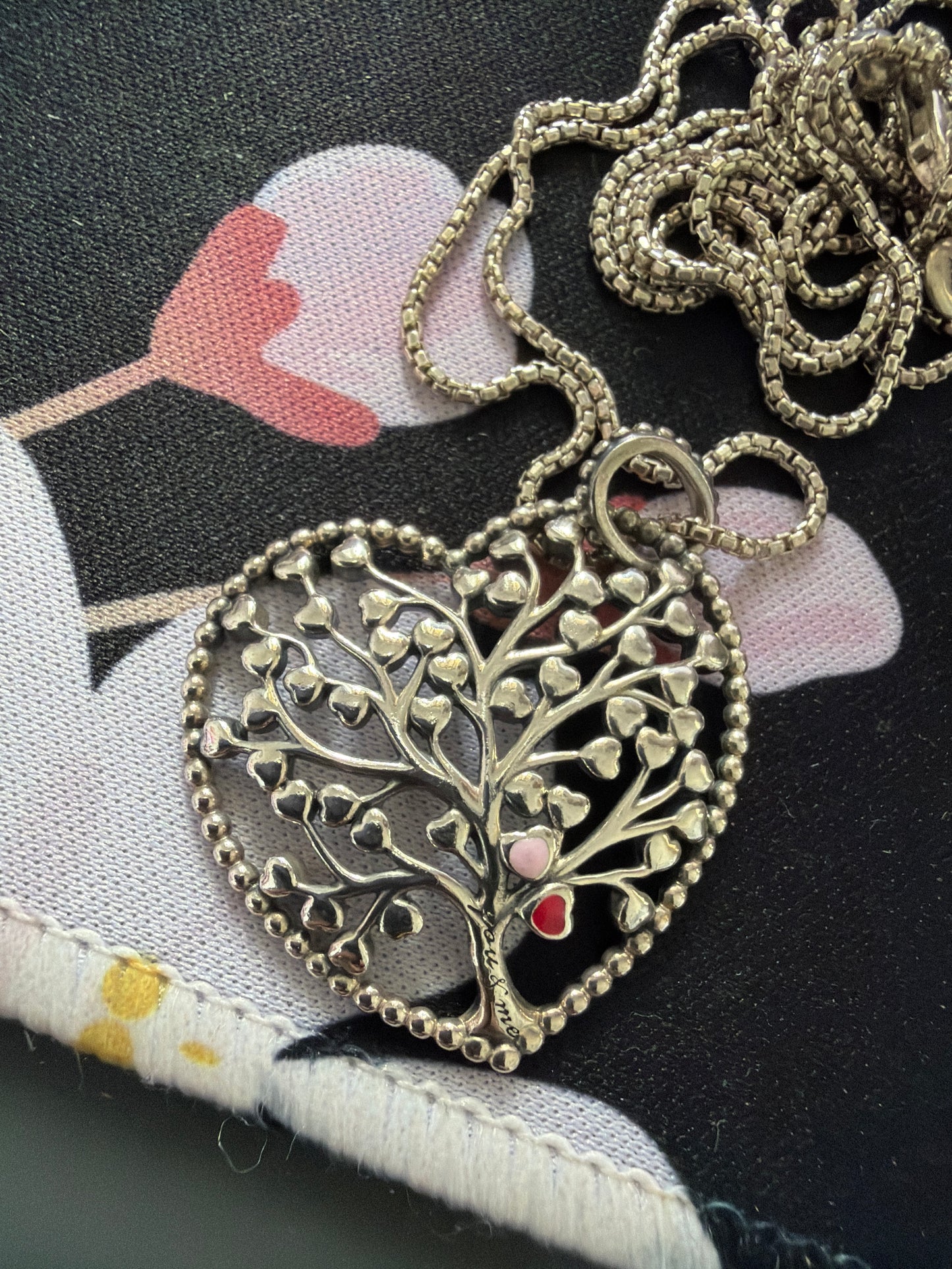 Genuine Pandora Heart Family Tree Necklace Pendant 70cm Adjustable Chain