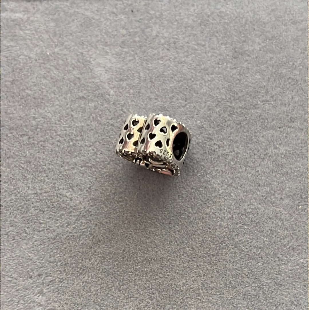 Sterling Silver Pave Pinky Promise Heart Charm