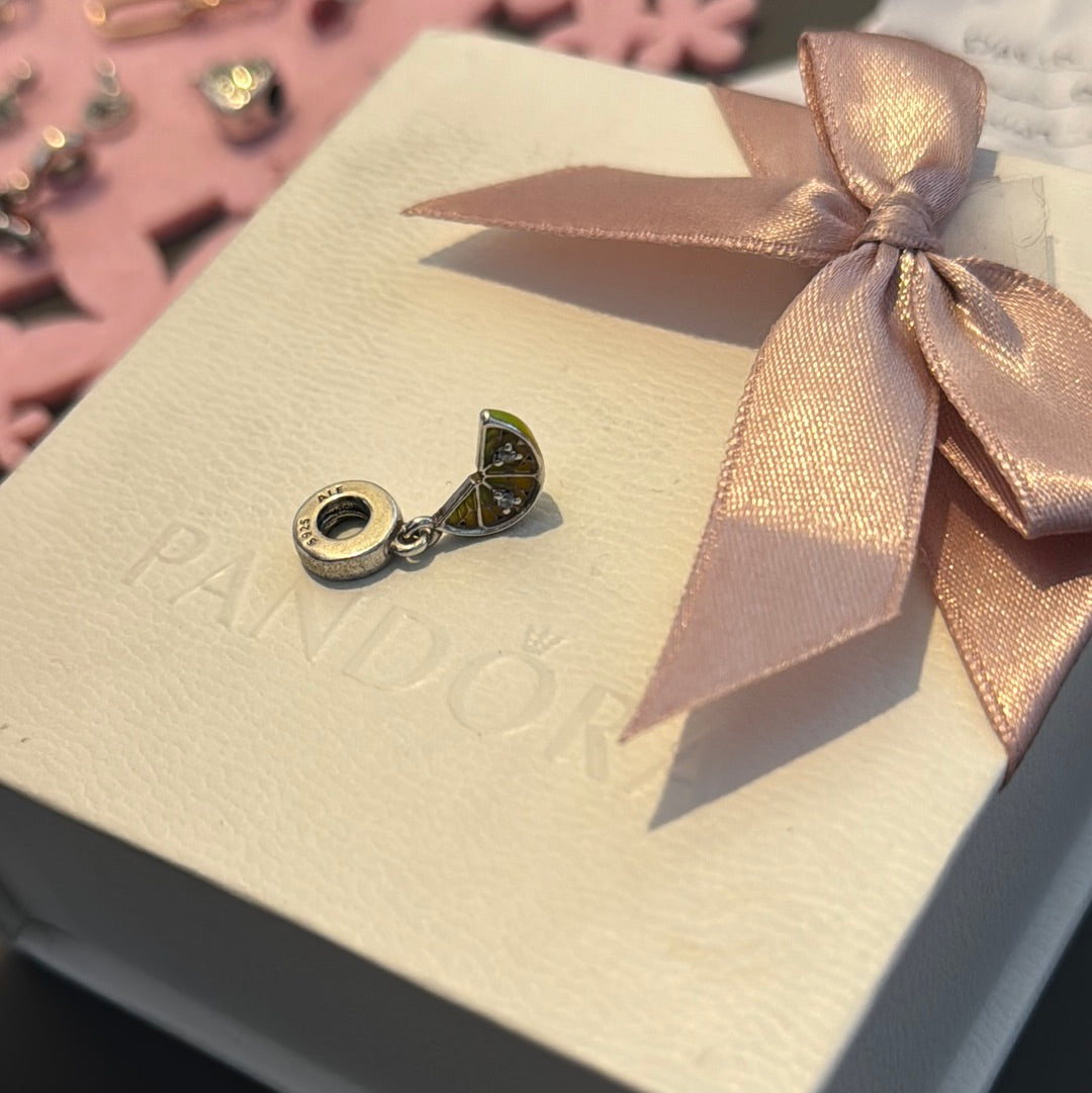 Genuine Pandora Enamel Pave Lemon Dangle Charm