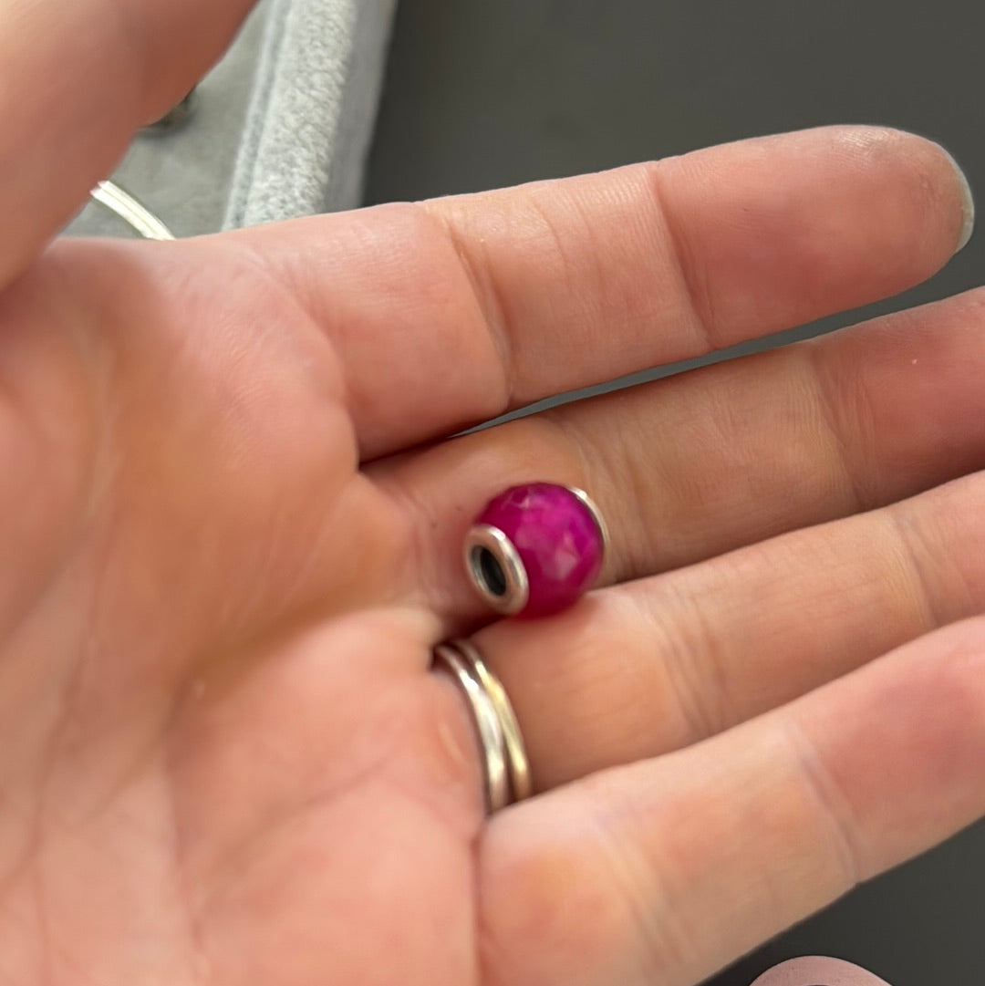 Genuine Pandora Small Facet Murano In Cerise Pink