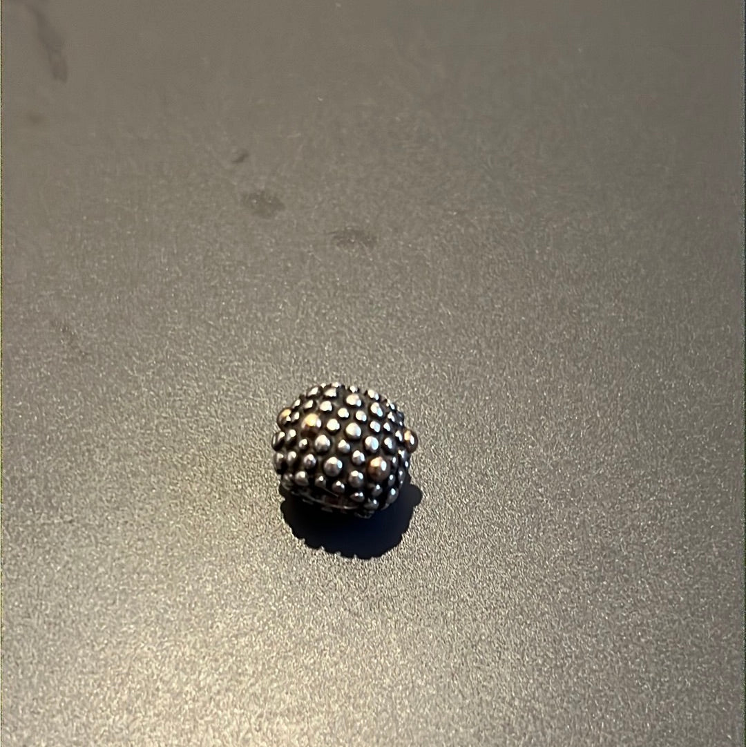 Genuine Pandora Two Tone Beaded Moss Dotted Charm Rare HTF