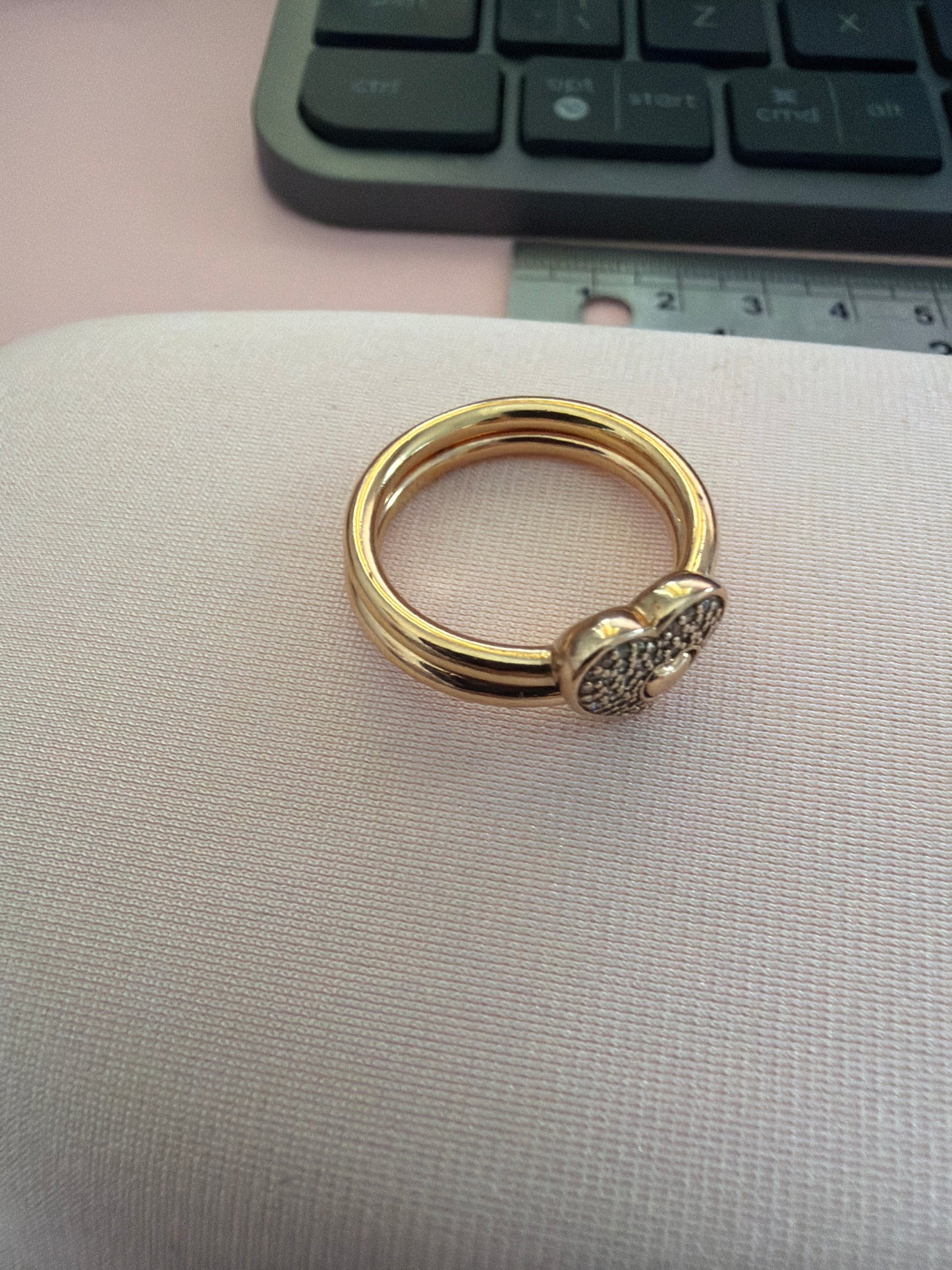 Genuine Pandora Rose Gold Puzzle Piece Pave Openwork Ring Size.....