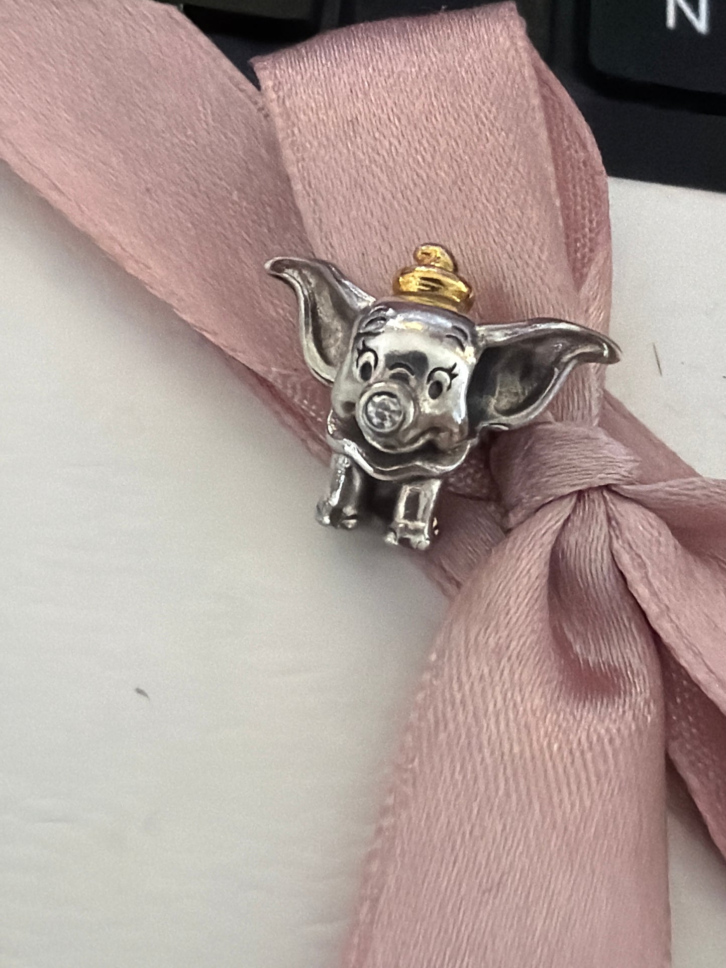 Genuine Pandora Disney Dumbo Two Tone 100th Anniversary Lab Diamond Charm