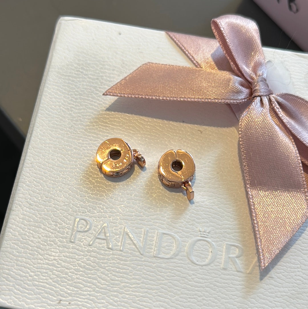 Sterling Silver Rose Gold Dangle Heart Silicone Clips