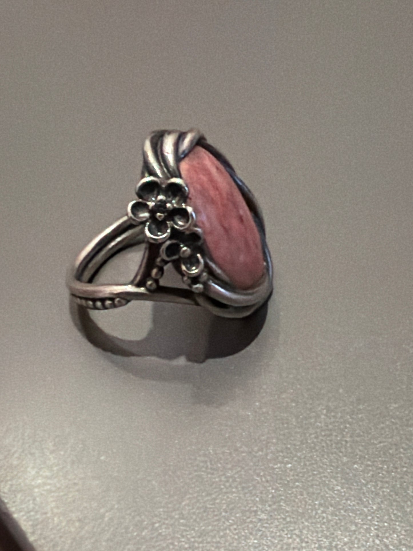 Genuine Pandora Rare HTF Large Pink Rhodolite Wanda's Flower RIng 54