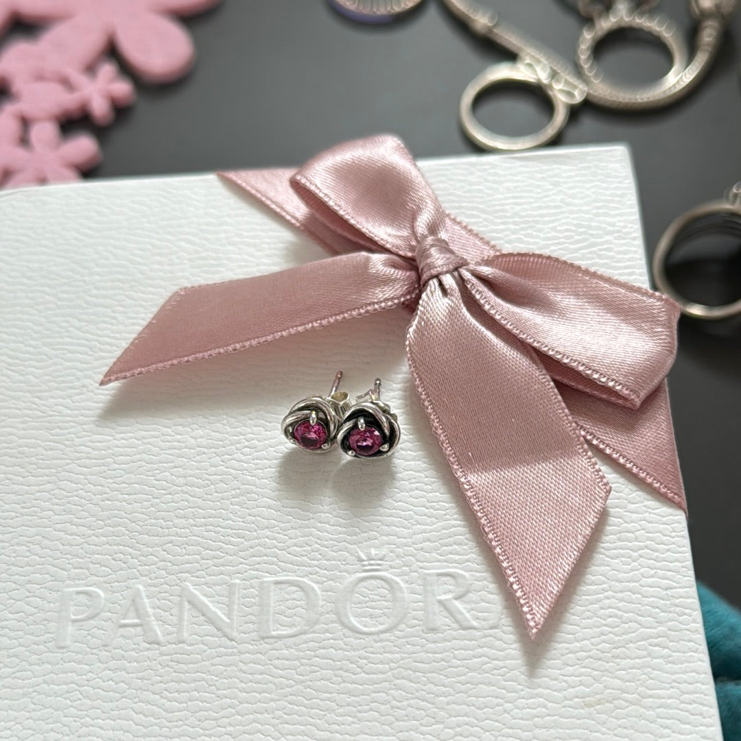 Genuine Pandora Pink New Style Birthstone Earrings