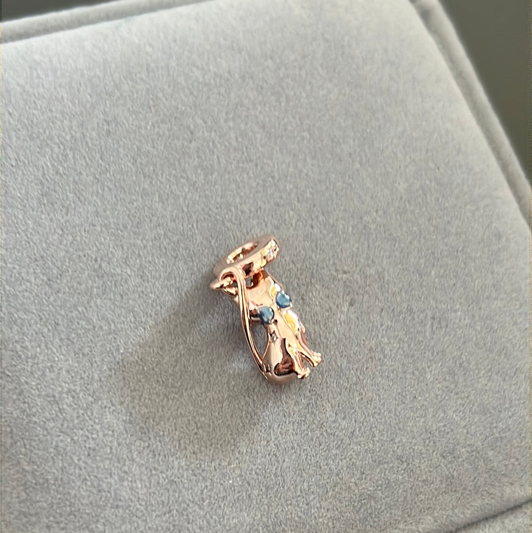 Genuine Pandora Rose Gold Sparkling Pet Cat Charm Dangle