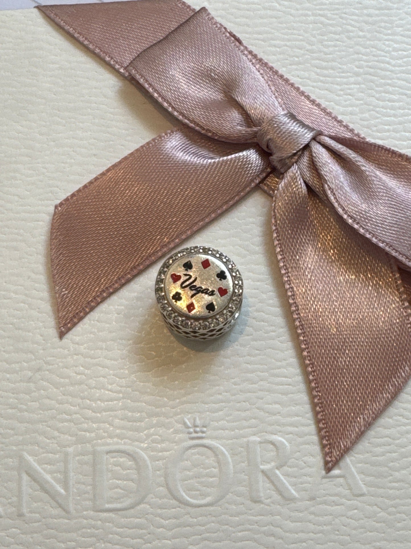Genuine Pandora Enamel Las Vegas Suits Pave RARE HTF Charm Retired