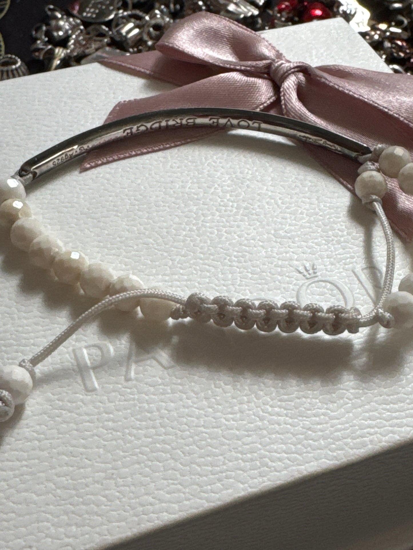 Genuine Thomas Sabo Love Bridge White Gem Adjustable Silver Bangle