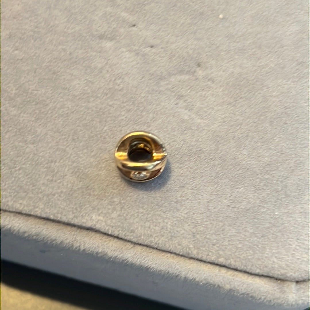 Genuine Pandora Solid gold 14ct CZ Lucky Eye Crossover Charm Rare