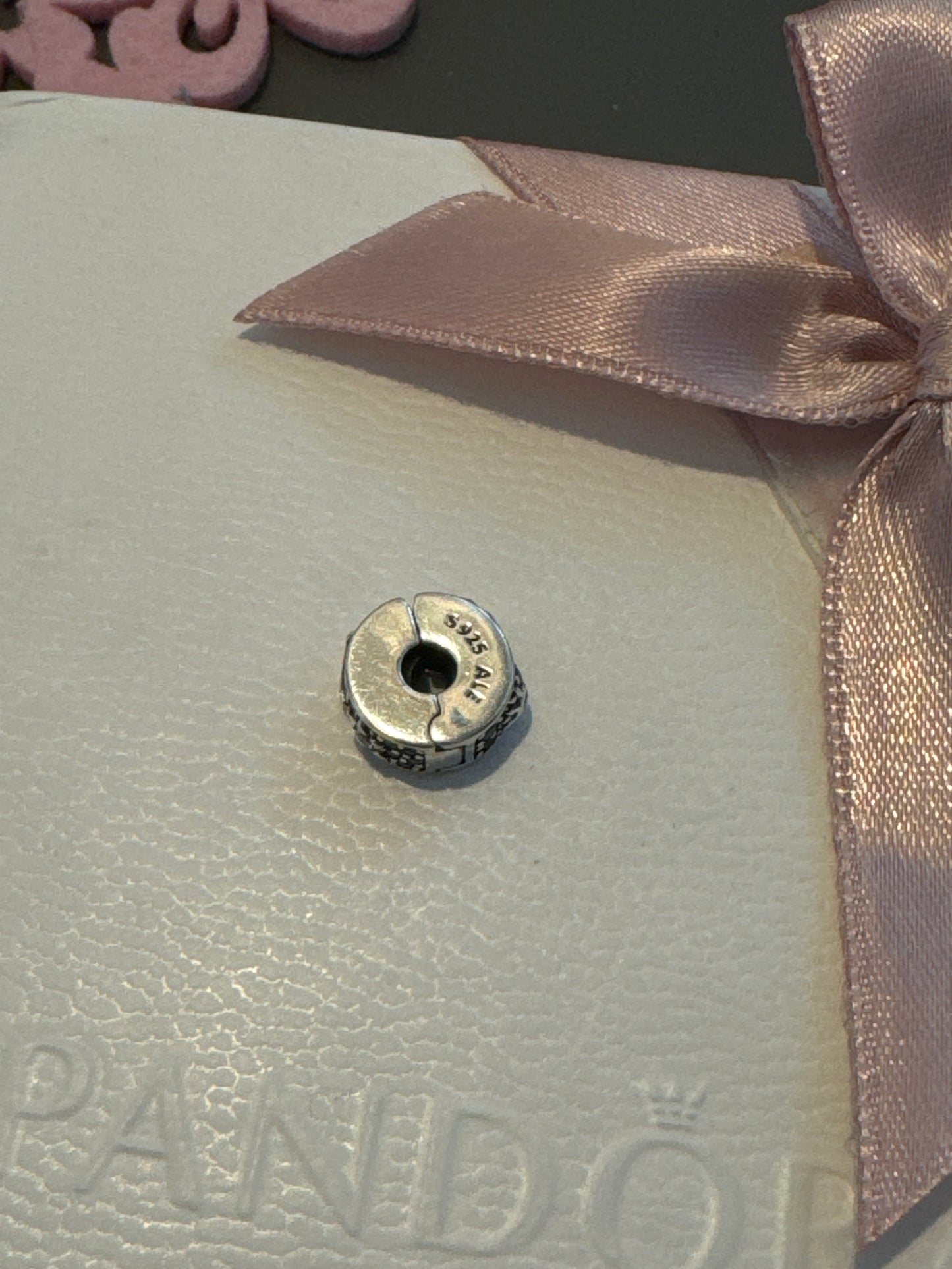 Genuine Pandora Single Pave Clear and Navy Blue Star and Moon Silicone Insert Clip