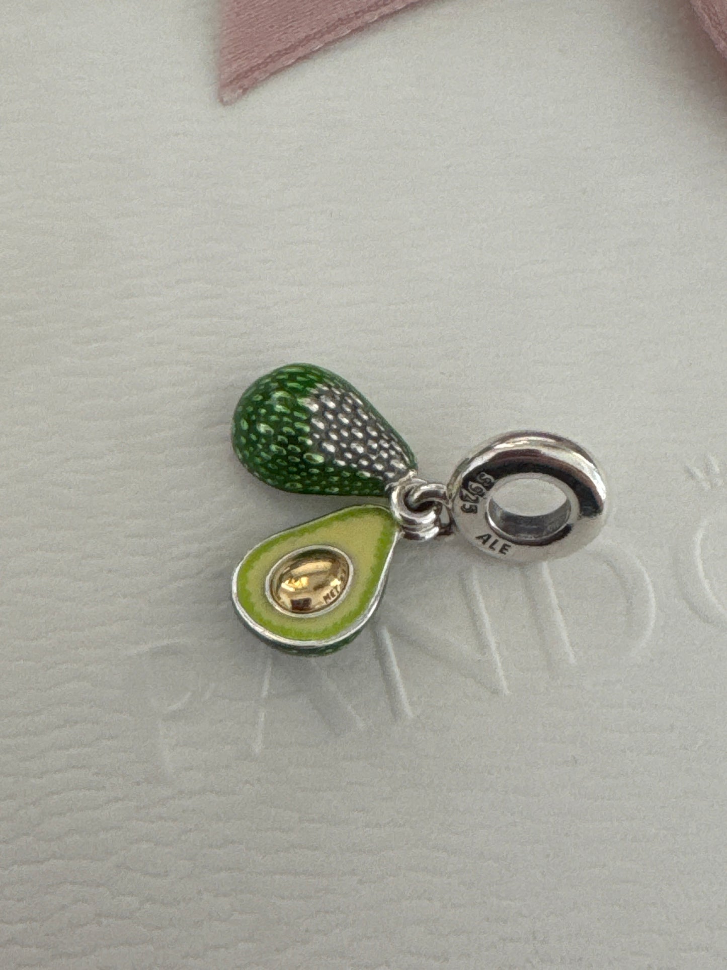 Genuine Pandora Enamel Double Avocado Dangle Charm