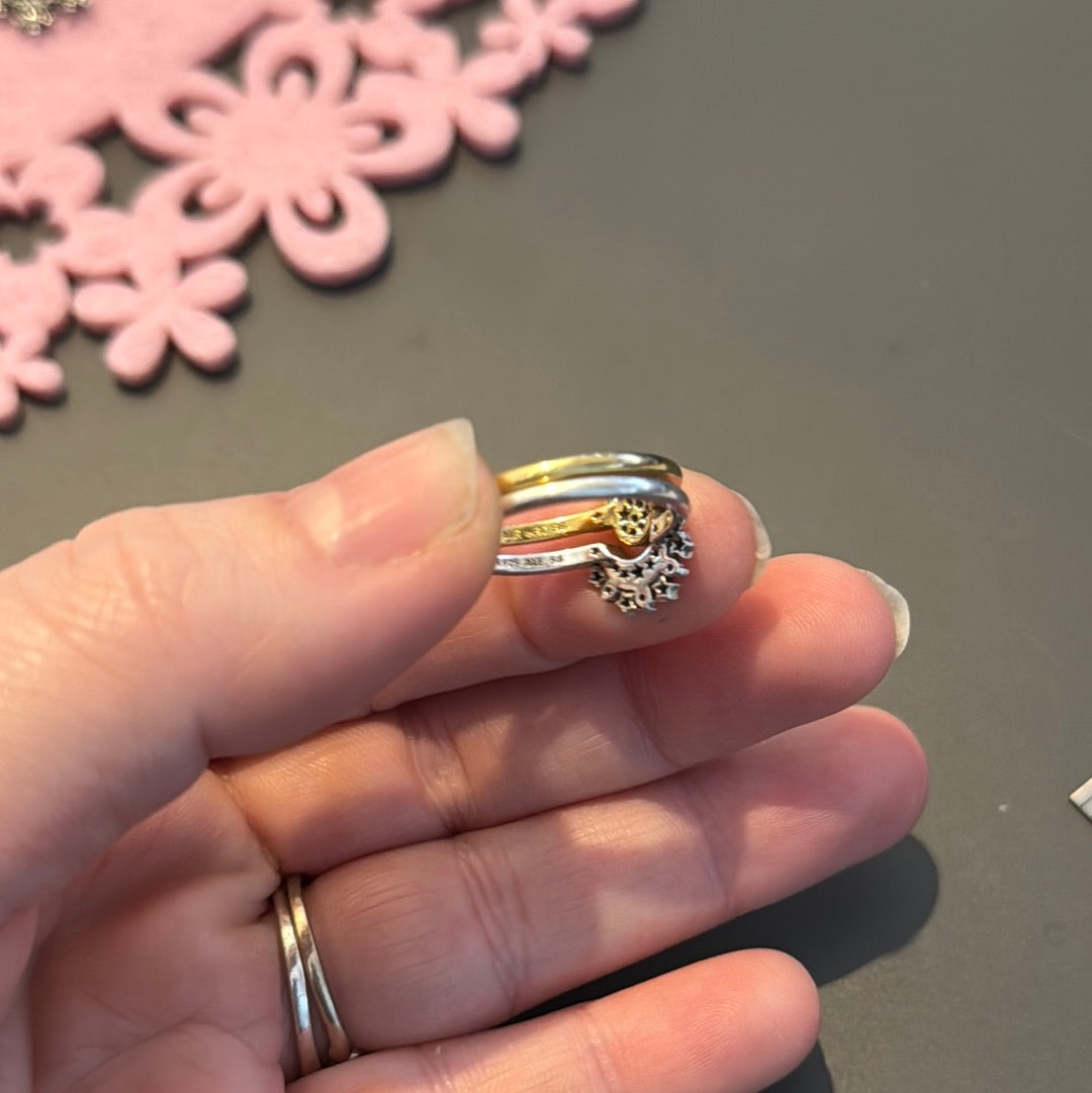 Genuine Pandora Pave Moon Ring & Shine Gold Sun Ring 54