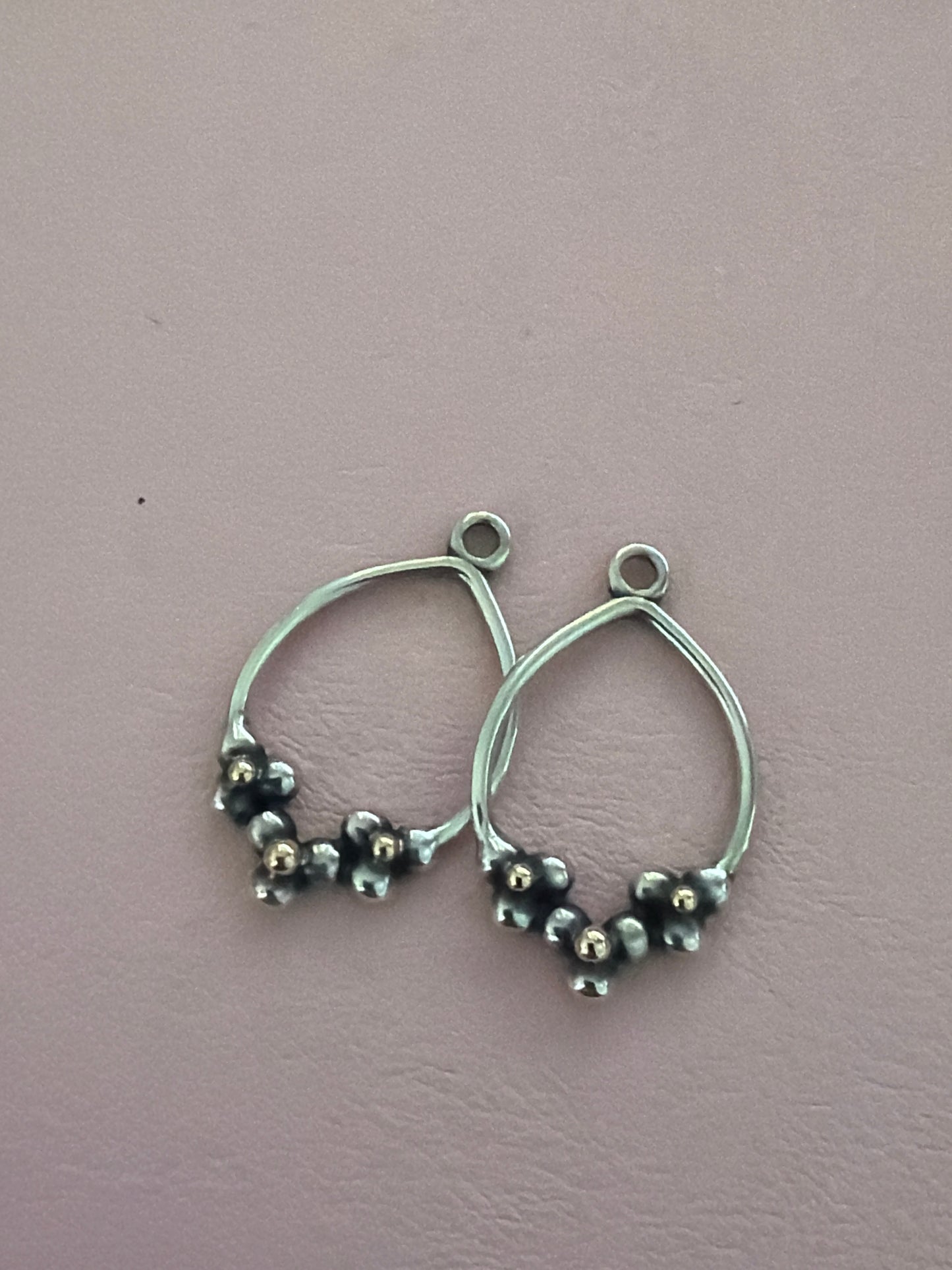 Genuine Pandora Two Tone Rare Flower Daisy Dangle Compose Earring Charm