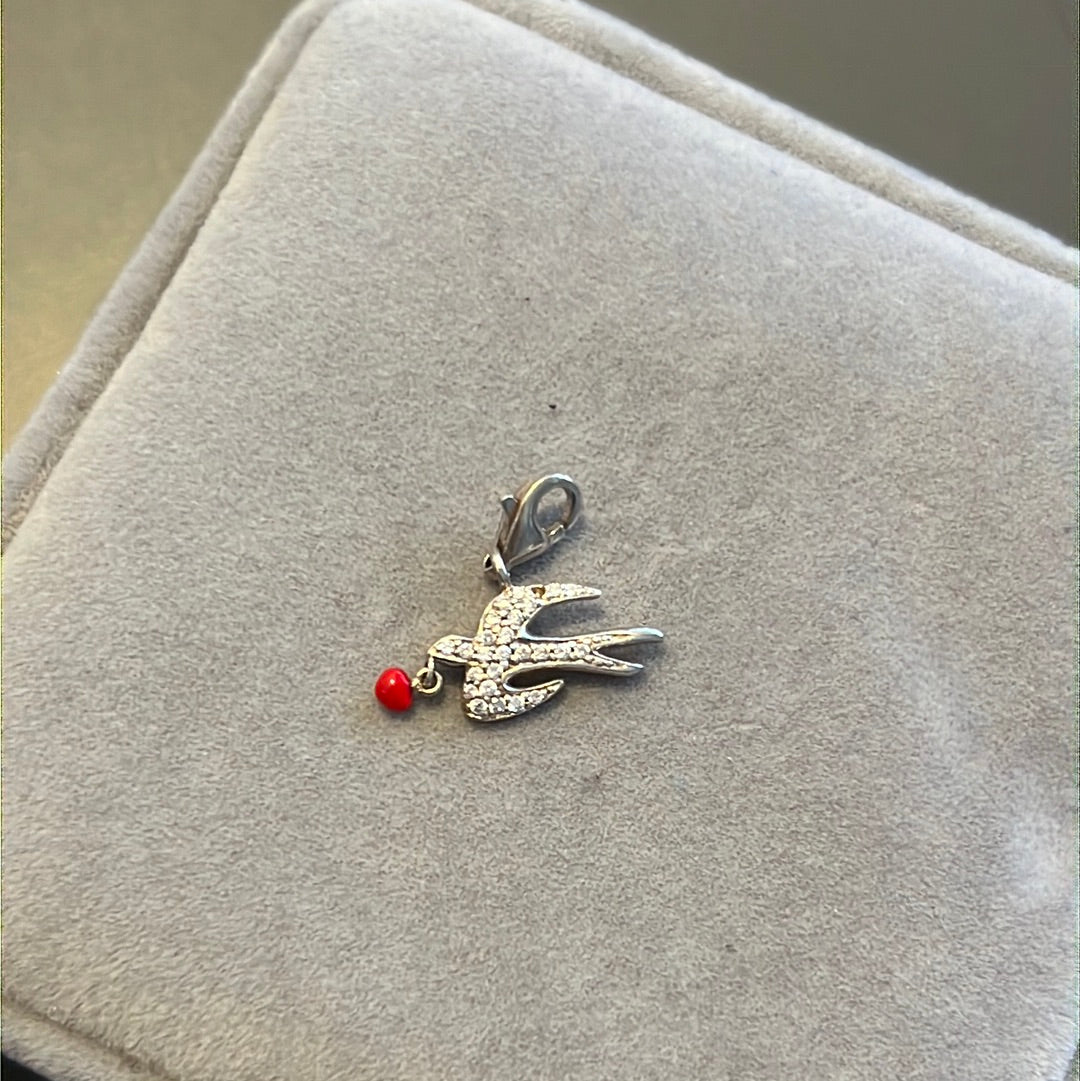 Genuine Thomas Sabo Pave Swallow Red Berry Dangle Charm
