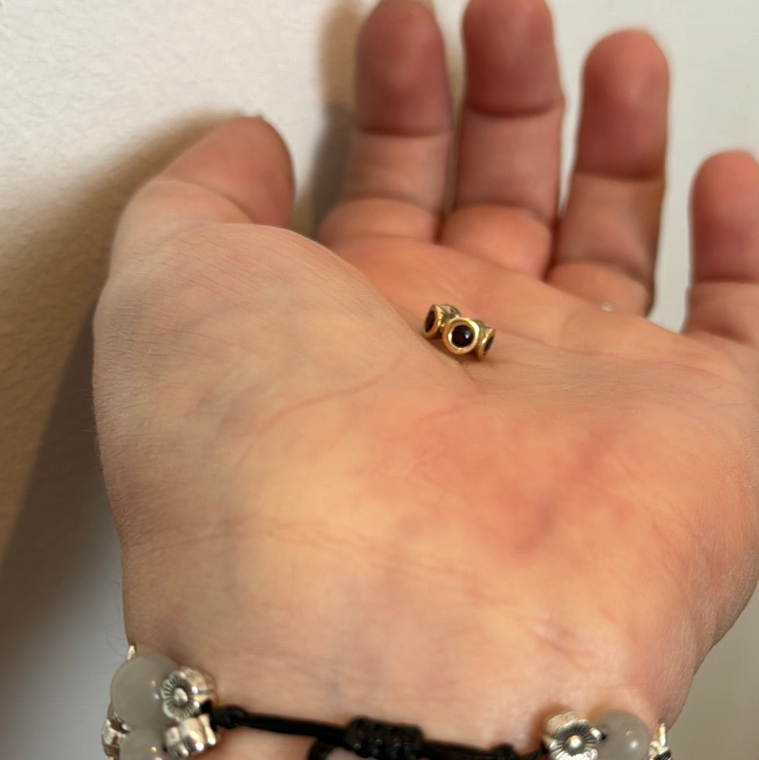 Genuine Pandora Solid 14ct Gold Lights Garnet Spacer Charm RARE HTF