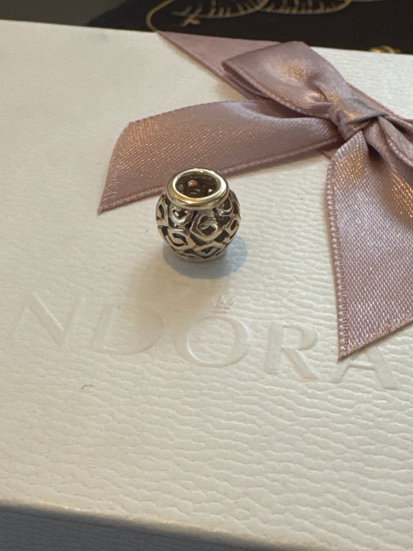 Genuine Pandora Solid 14ct Gold Geometric Whirl Spiral Openwork Charm