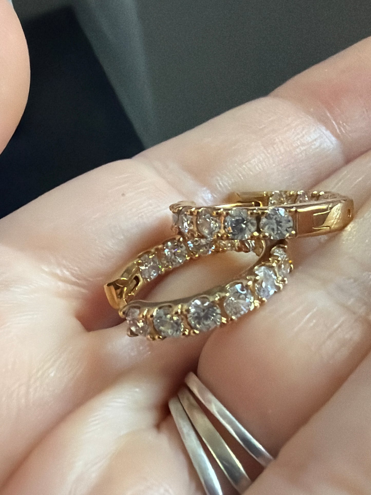 Genuine Pandora Shine Gold Sparkling Row Eternity Hoop Earrings