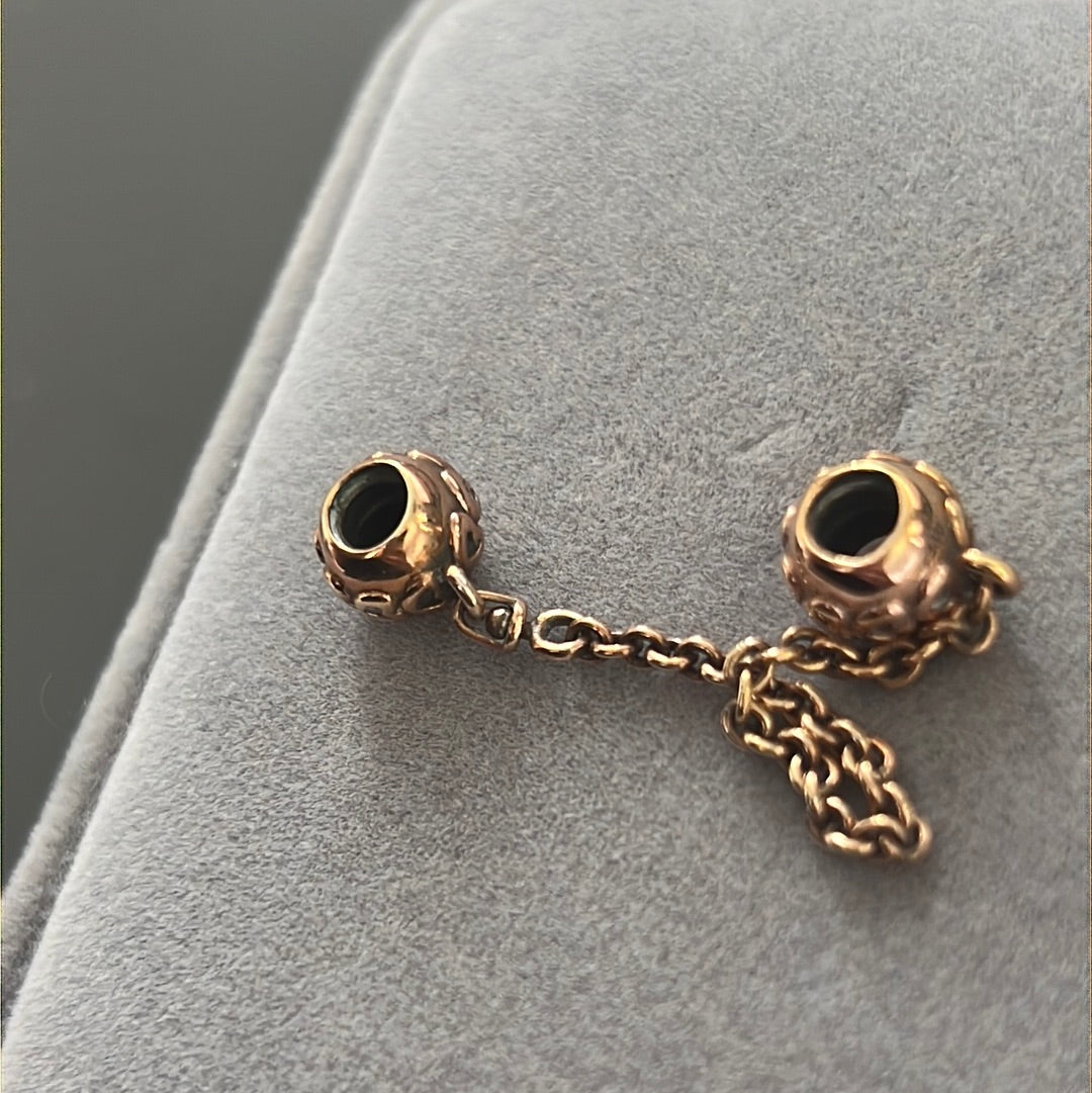 Genuine Pandora Hearts Safety Chain Custome Rose Gold Dip