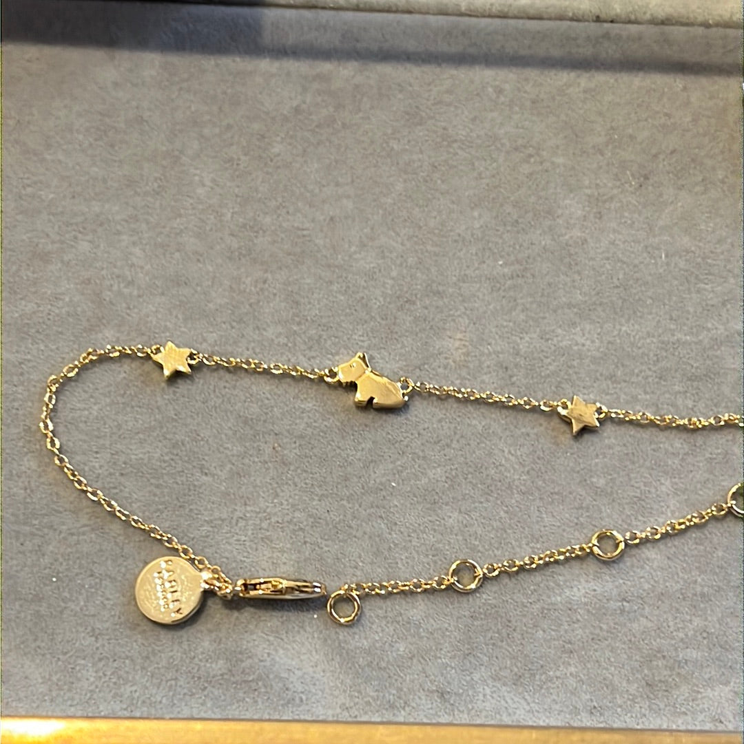 Genuine Radley Gold Plated Dog and Star Bracelet Adjustable Up To 22cm