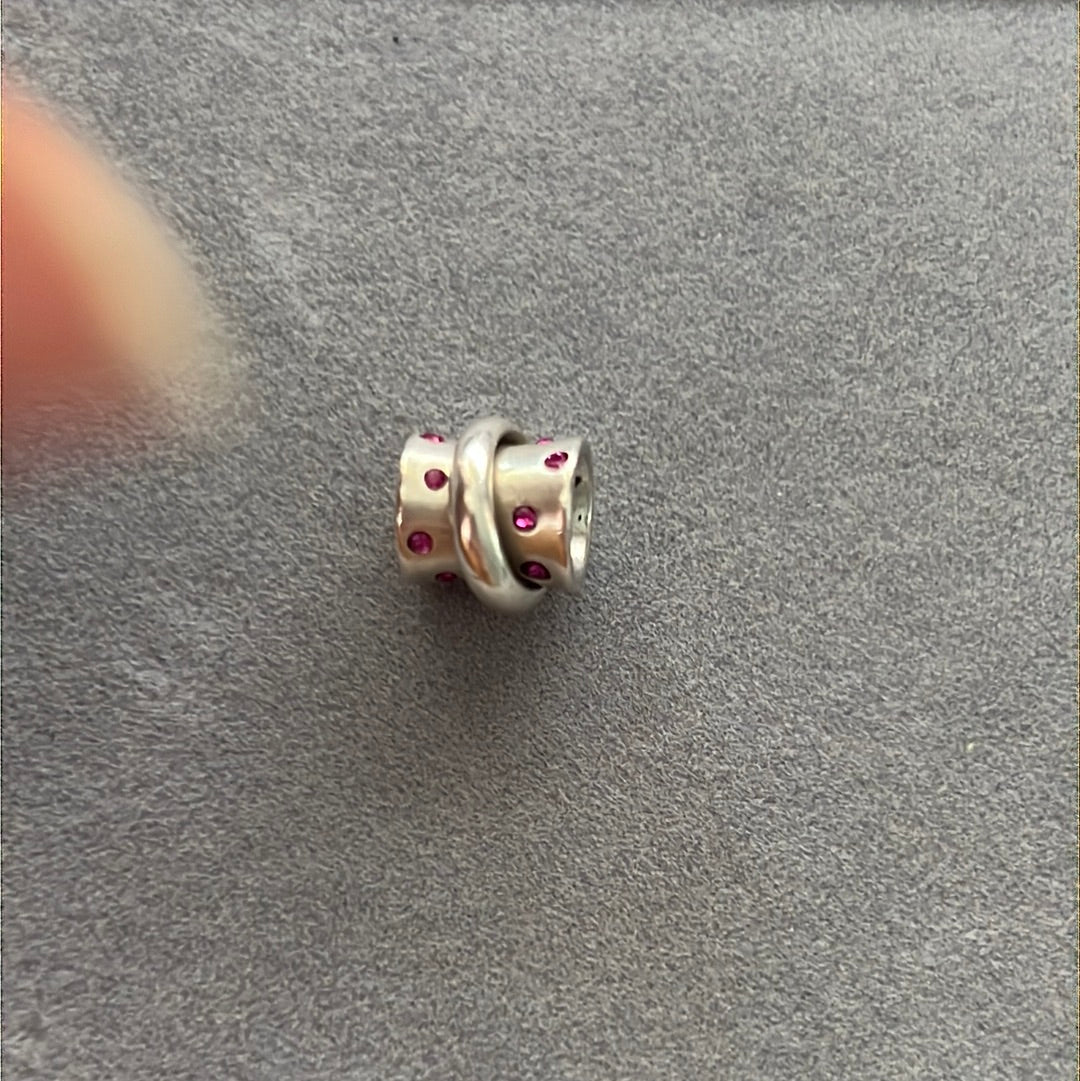 Genuine Chamilia Pink CZ Charm With Loop