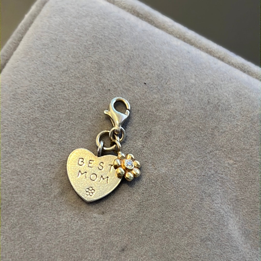 Genuine Thomas Sabo Sterling Silver Dangle Clip Best Mum Charm With Gold Daisy