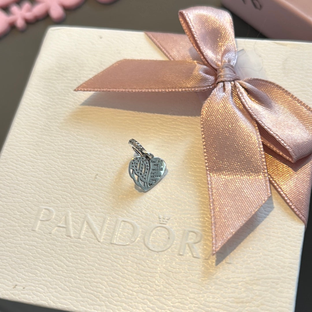 Genuine Pandora Pave Angel Wing Dangle Charm - You left my world but never my heart