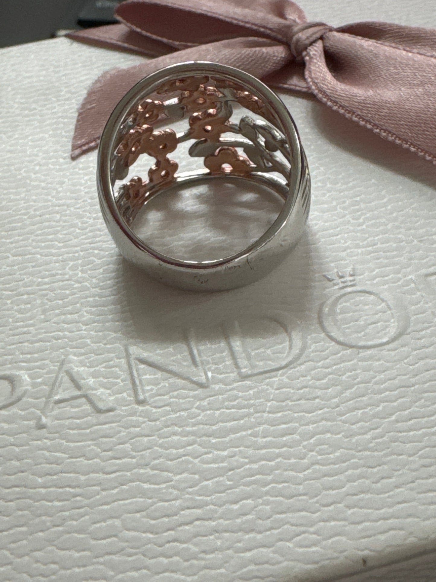 Sterling Silver HDIA Hot Diamond Rose Gold Flower Ring