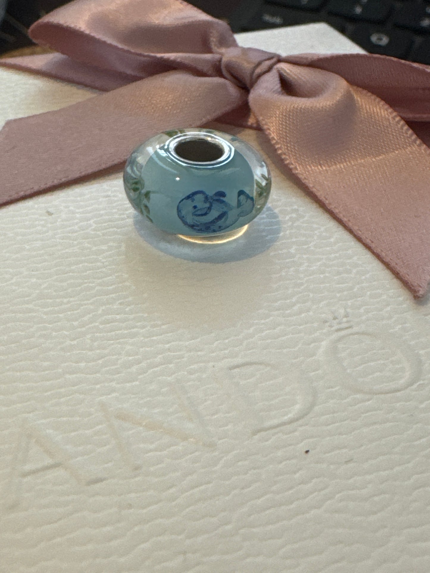 USA Fenton Genuine Murano Glass florida themed Blue Manatee Animal Charm