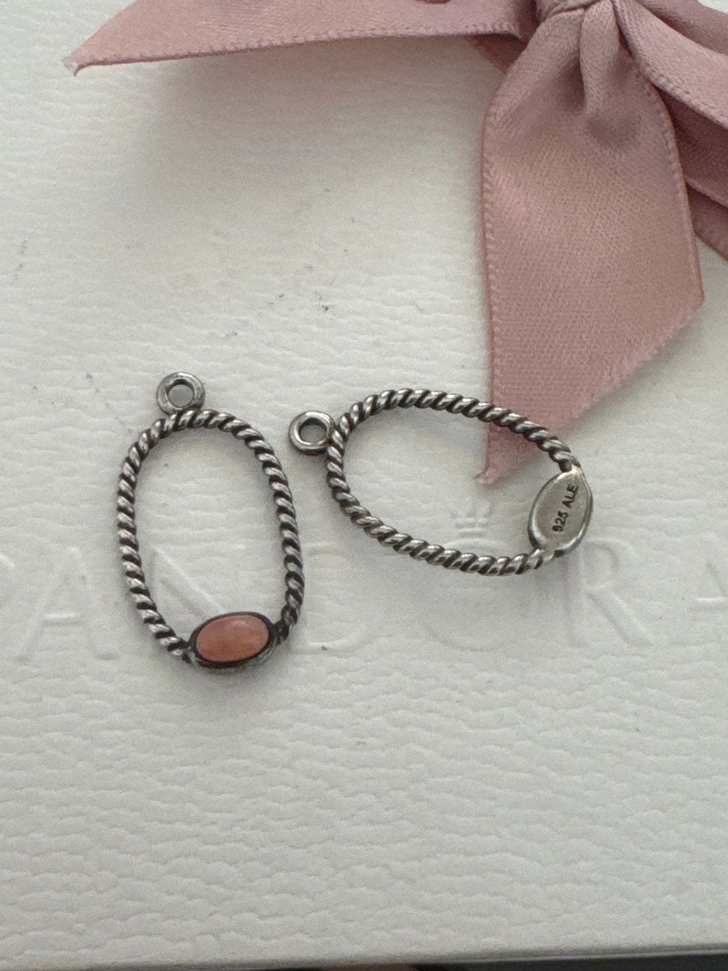 Genuine Pandora Compose HTF Pink Opal Earring Charm Compose