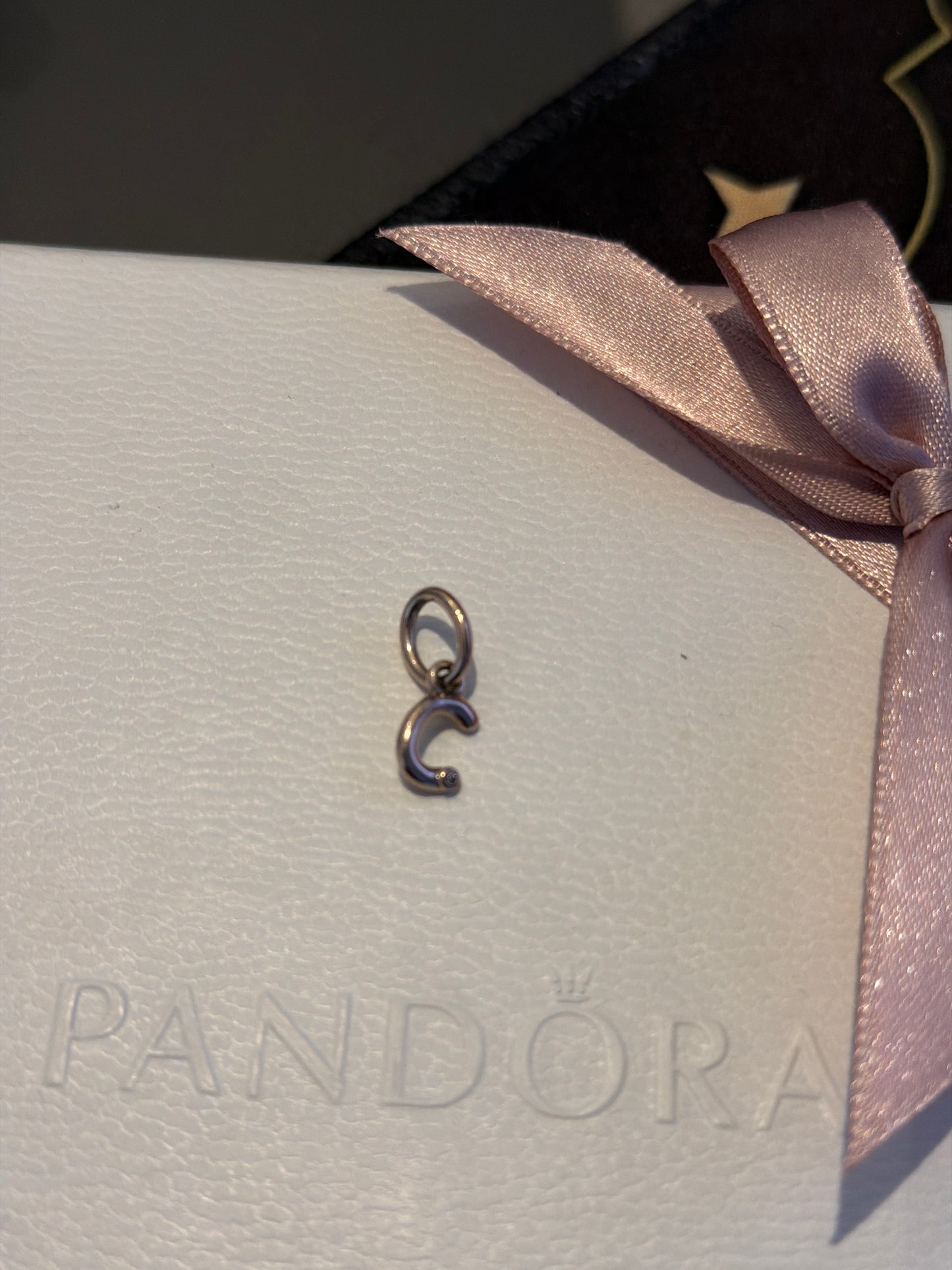 Genuine Pandora Rose Gold Tiny Dangle Letter C Charm