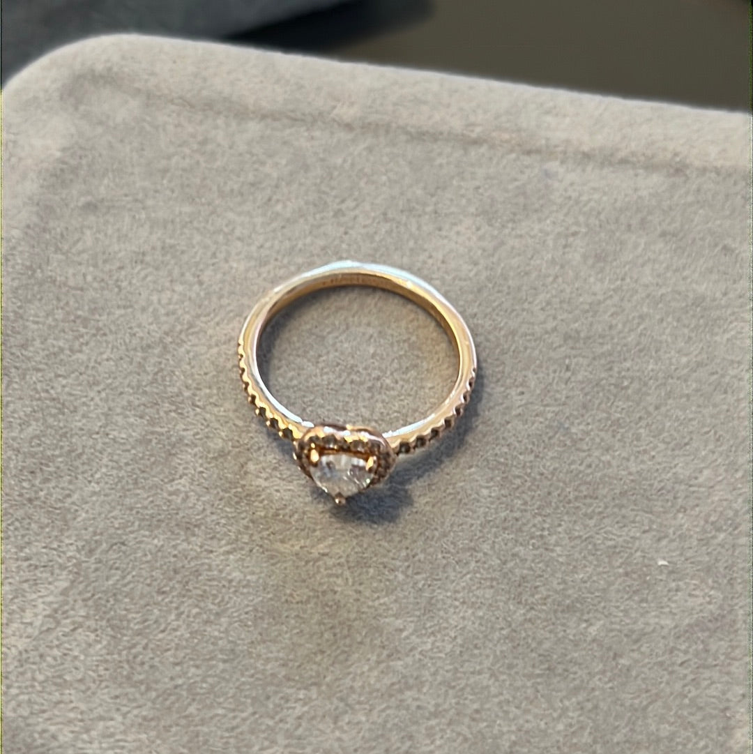 Genuine Pandora Rose Gold Pave Clear Stone Heart Ring Beautiful