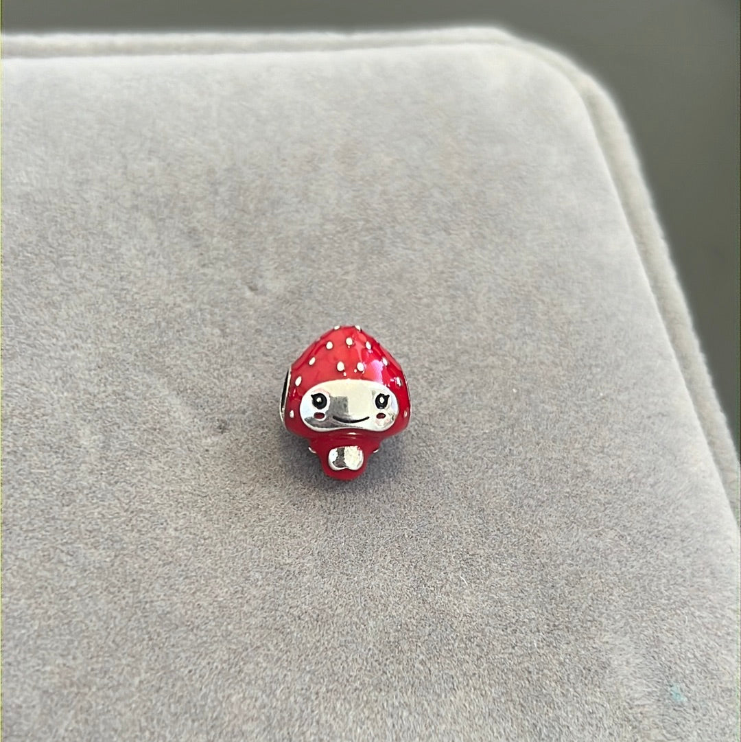 Sterling Silver Enamel Cute Strawberry Charm
