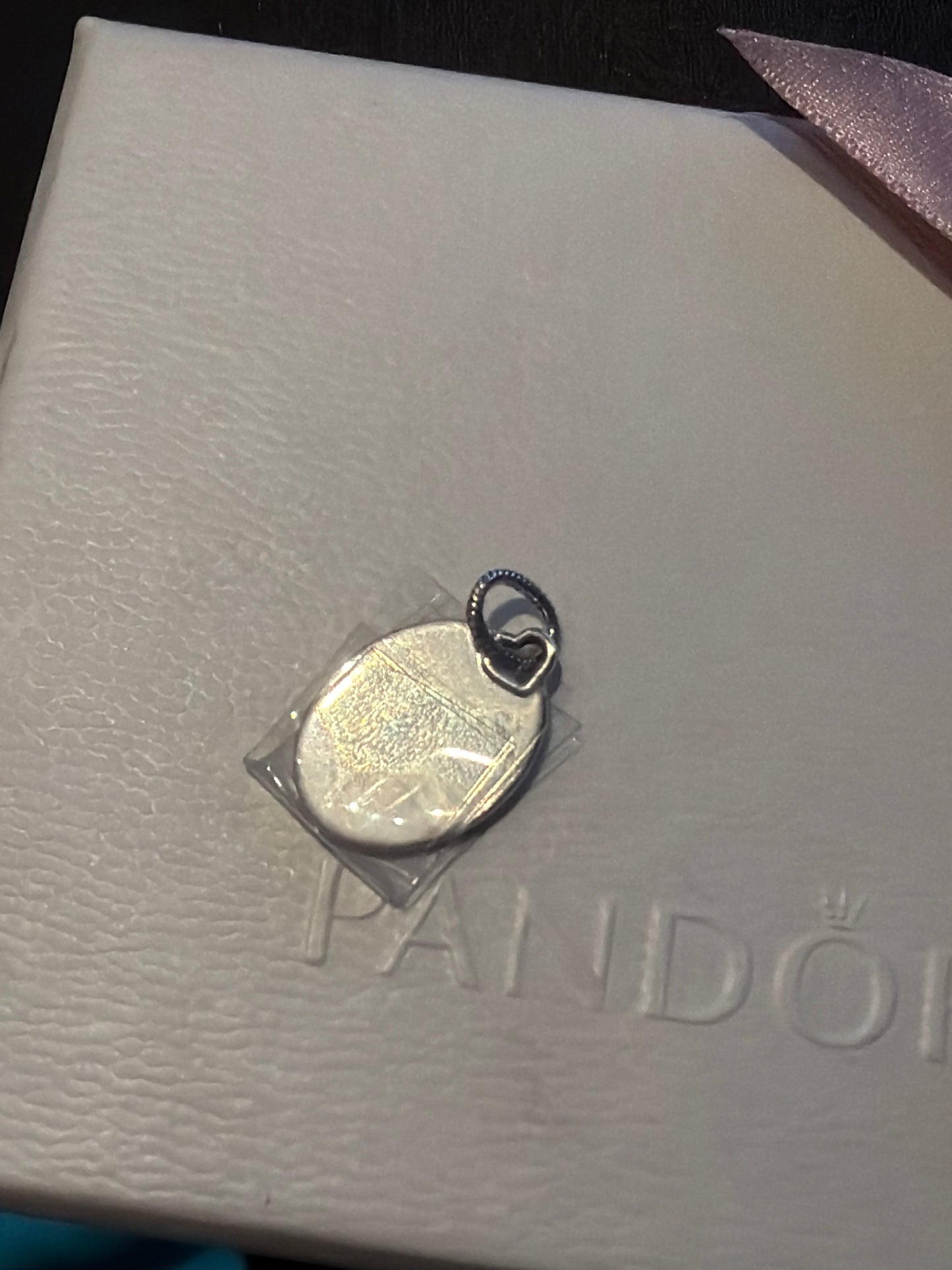 Genuine Pandora Oval & Heart Engravable Pendant Charm