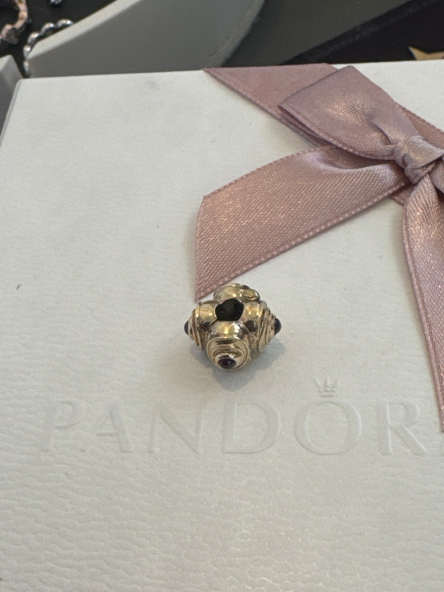 Genuine Pandora 14ct Solid Gold Hypnotise Rhodolite Clip RARE HTF
