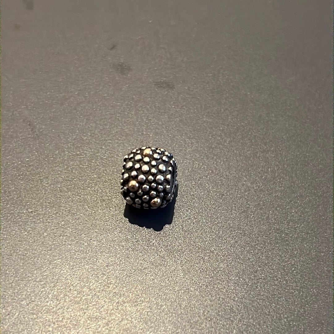 Genuine Pandora Two Tone Beaded Moss Dotted Charm Rare HTF
