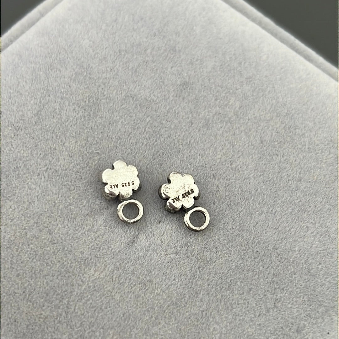 Genuine Pandora Topaz Moonstone Flower RARE HTF COMPOSE Earring Charms